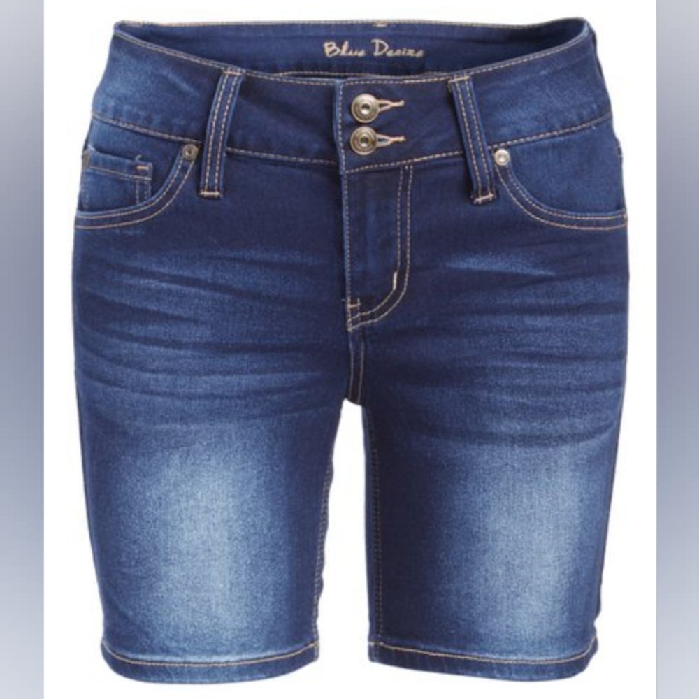 Blue Desire Dark Wash Mercy Denim Jean Shorts Juniors Sz 5 Curvy